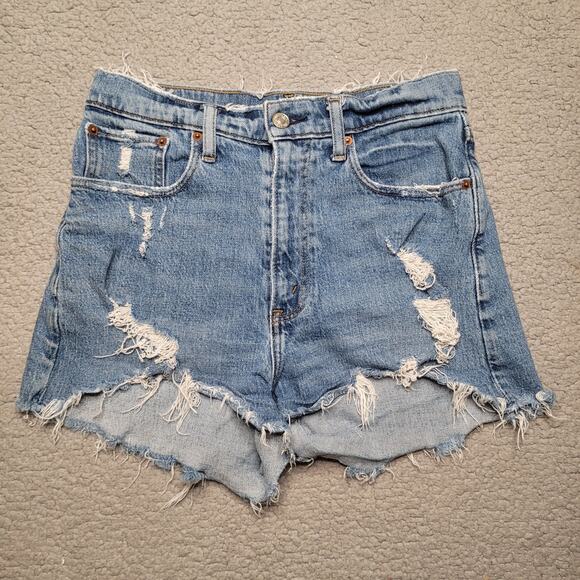 Abercrombie & Fitch Pants - Abercrombie & Fitch Shorts 27 4 Blue Denim The Mom Short High Rise Cutoff Boho